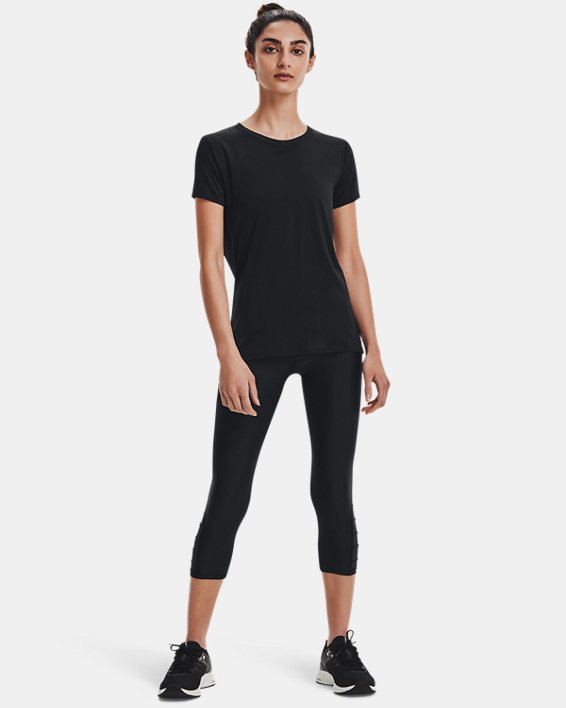 Women's HeatGear® Pintuck Short Sleeve, Black, pdpMainDesktop image number 2